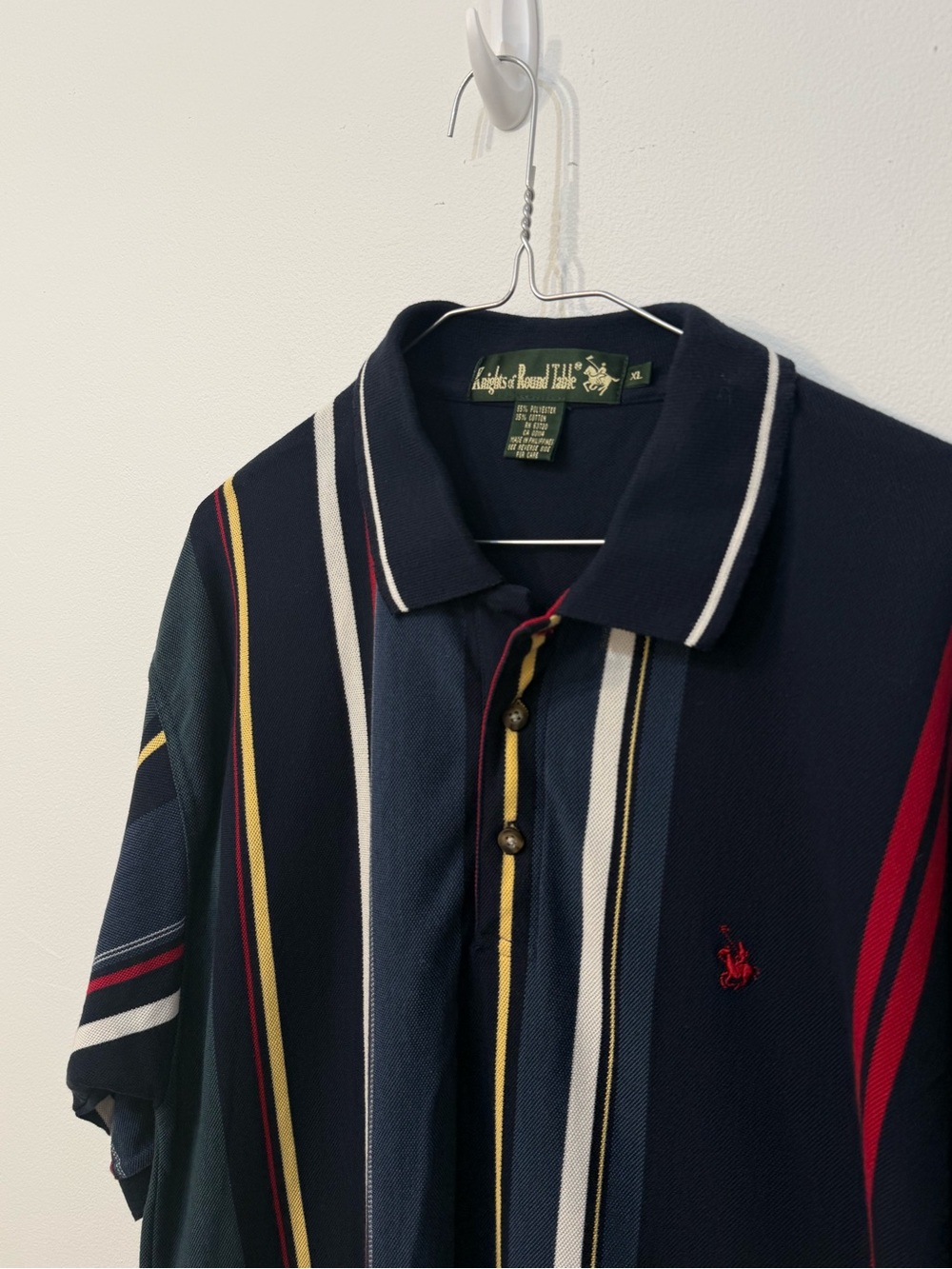 Vintage Knights of Round Table XL Striped Polo Shirt 90s Colorblock Preppy